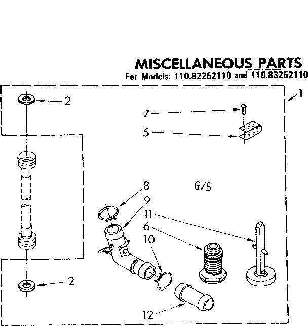 Kenmore 11083252110 miscellaneous parts diagram