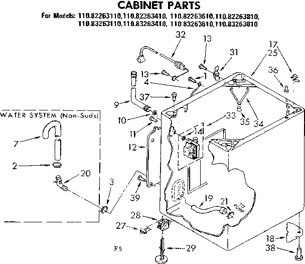 Kenmore 11082263610 cabinet parts diagram