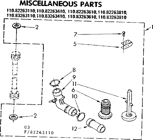 Kenmore 11082263610 miscellaneous parts diagram