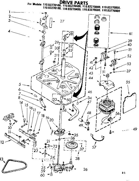 Kenmore 11082270800 drive parts diagram