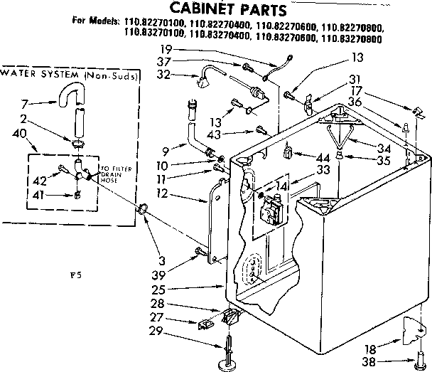 Kenmore 11082270800 cabinet parts diagram