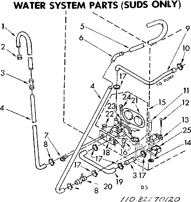 Kenmore 11082270620 water system parts suds only diagram