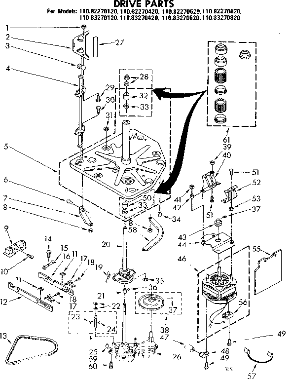 Kenmore 11082270620 drive parts diagram