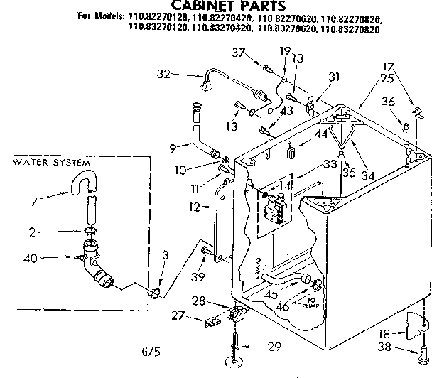 Kenmore 11082270620 cabinet parts diagram