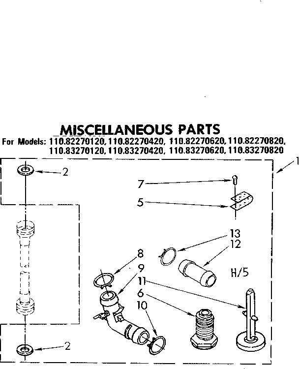 Kenmore 11082270620 miscellaneous parts diagram