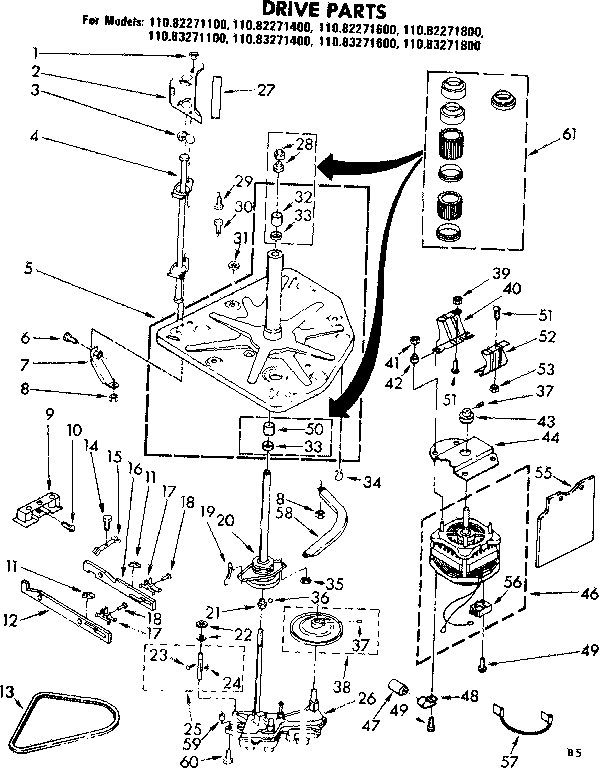Kenmore 11083271600 drive parts diagram