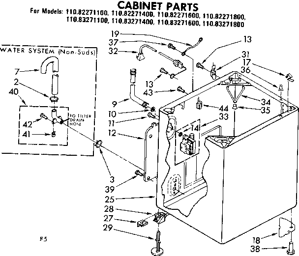 Kenmore 11083271600 cabinet parts diagram