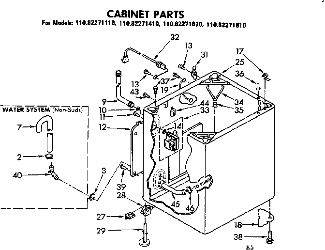 Kenmore 11082271610 cabinet parts diagram