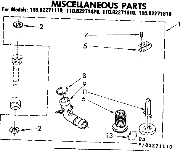 Kenmore 11082271610 miscellaneous parts diagram