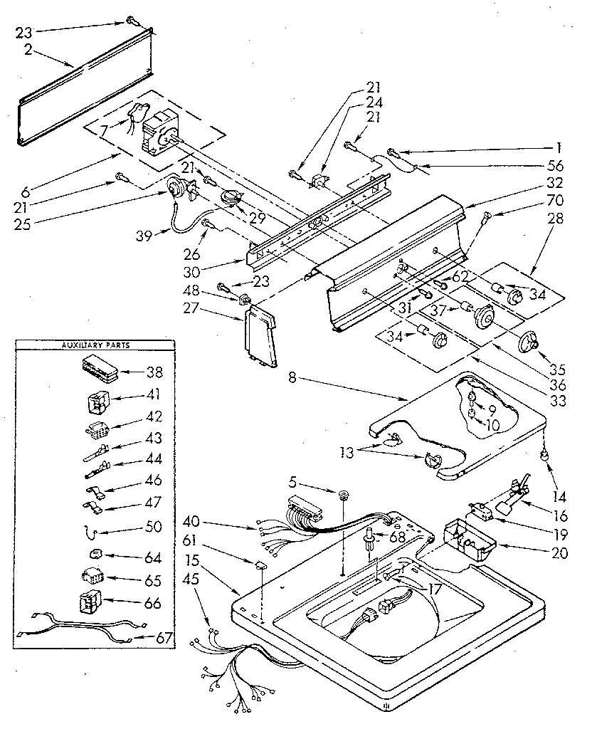 Kenmore 11083271620 top and console diagram