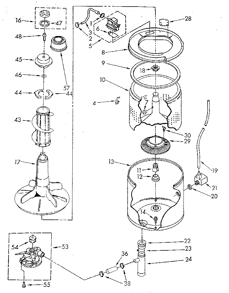 Kenmore 11083271620 tub and basket (non-suds only) diagram
