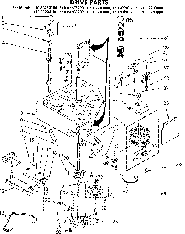 Kenmore 11082283200 drive parts diagram