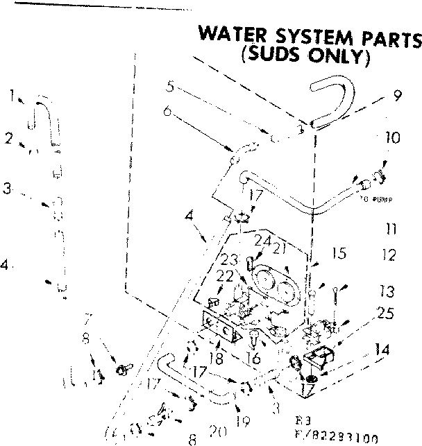 Kenmore 11082283200 water system parts suds only diagram