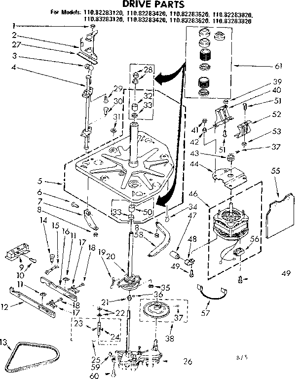 Kenmore 11083283420 drive parts diagram