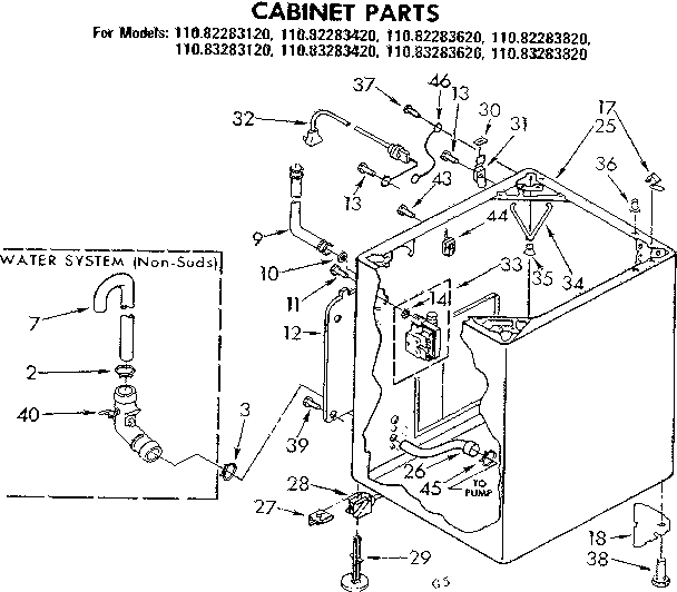 Kenmore 11083283420 cabinet parts diagram