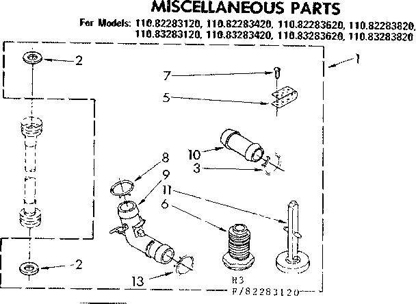 Kenmore 11083283420 miscellaneous parts diagram