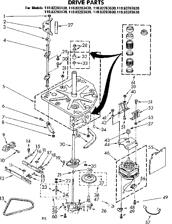 Kenmore 11082283430 drive parts diagram