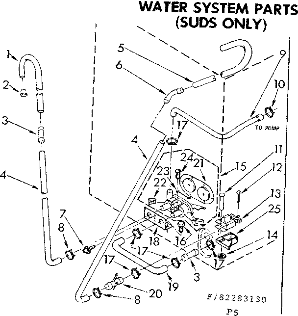 Kenmore 11082283430 water system parts suds only diagram