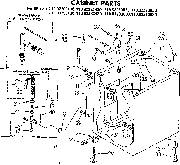 Kenmore 11082283430 cabinet parts diagram