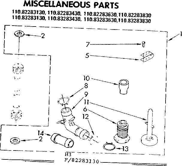Kenmore 11082283430 miscellaneous parts diagram