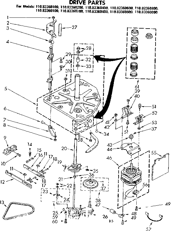 Kenmore 11083360600 drive parts diagram