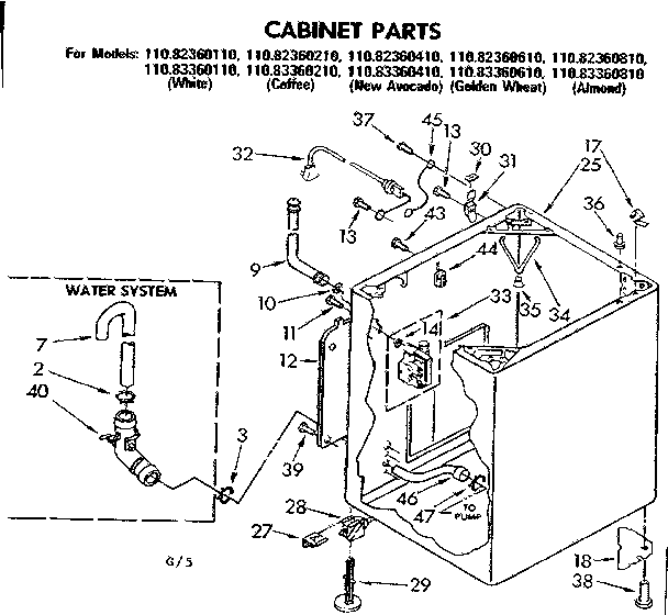 Kenmore 11083360410 cabinet parts diagram