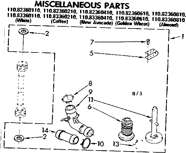 Kenmore 11083360410 miscellaneous parts diagram