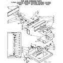 Kenmore 11083370410 top and console parts diagram