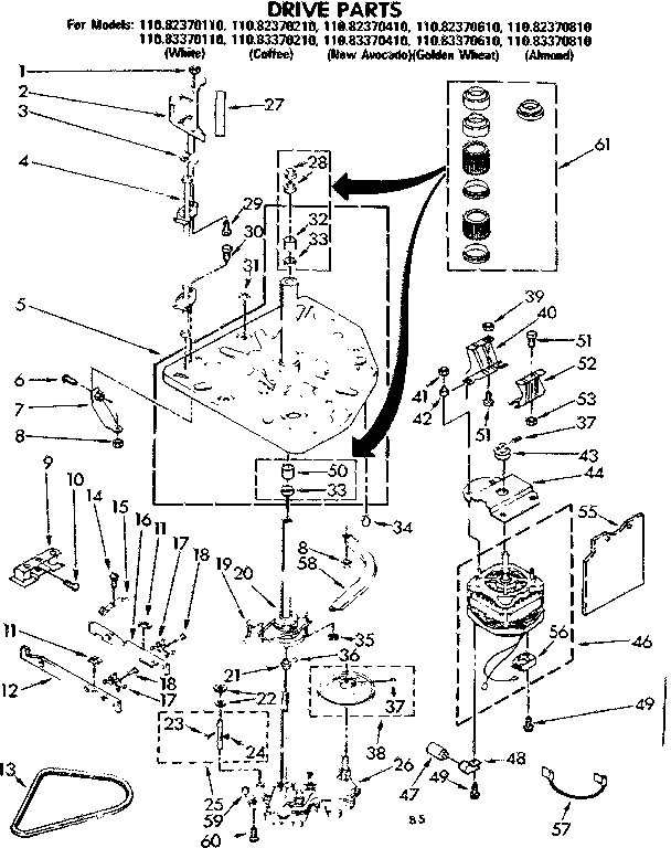 Kenmore 11082370410 drive parts diagram