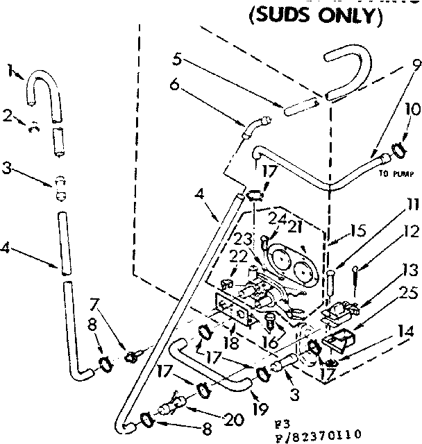 Kenmore 11082370410 water pump parts suds diagram