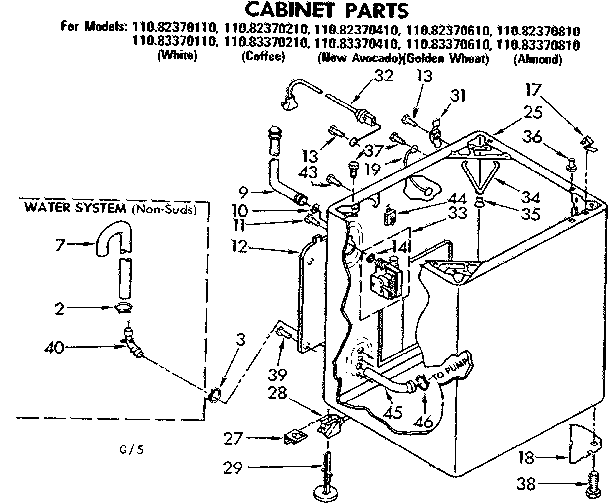 Kenmore 11082370410 cabinet parts diagram