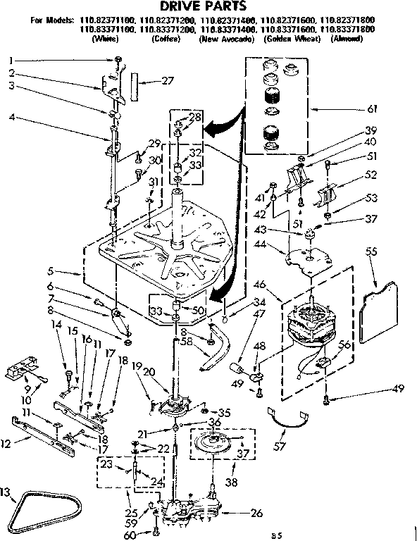 Kenmore 11083371300 drive parts diagram