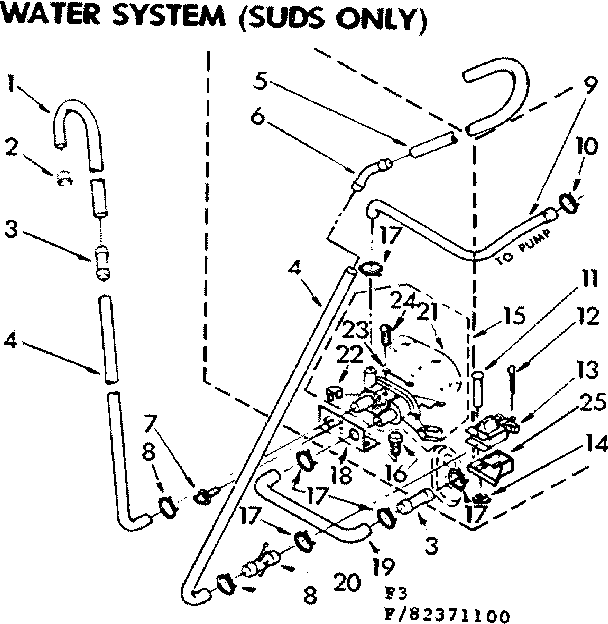 Kenmore 11083371300 water system suds only diagram