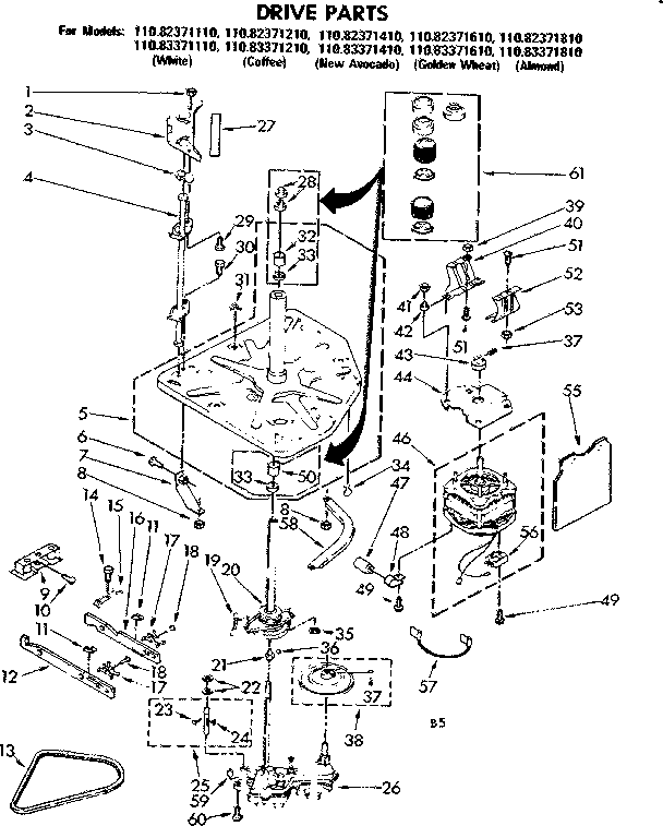 Kenmore 11082371210 drive parts diagram