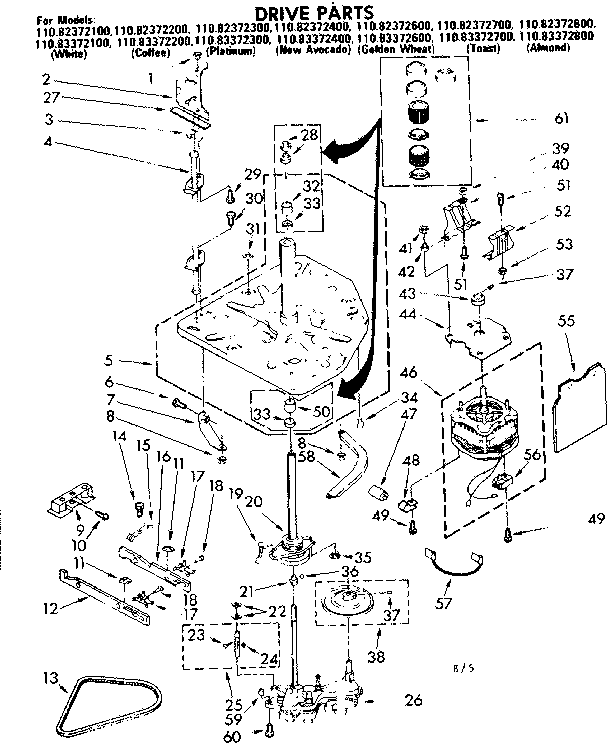 Kenmore 11082372300 drive parts diagram