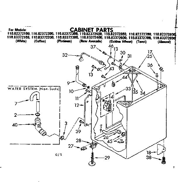 Kenmore 11082372300 cabinet parts diagram