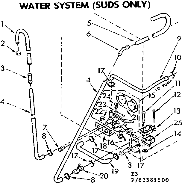 Kenmore 11083381600 water system suds only diagram