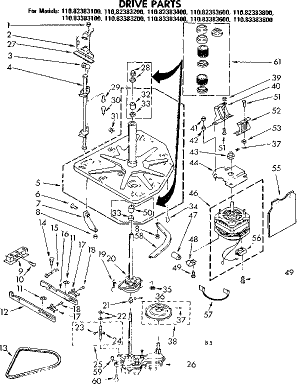 Kenmore 11083383800 drive parts diagram