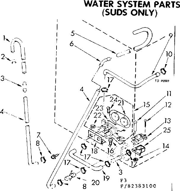 Kenmore 11083383800 water system parts suds only diagram