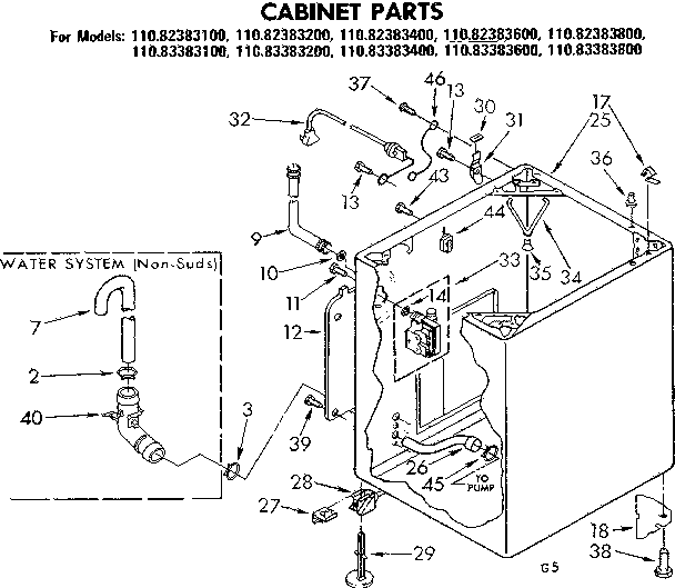 Kenmore 11083383800 cabinet parts diagram