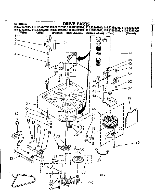 Kenmore 11083392400 drive parts diagram