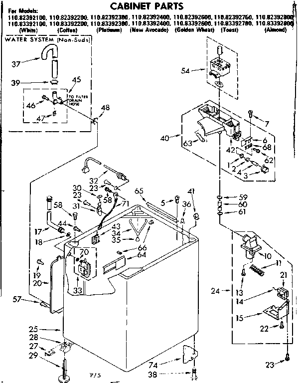 Kenmore 11083392400 cabinet parts diagram