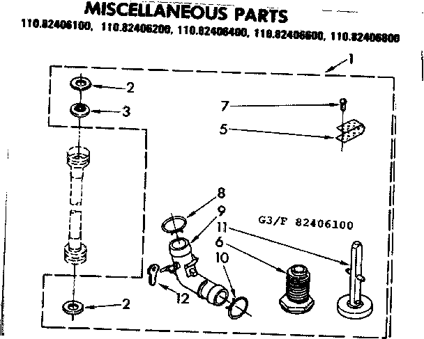 Kenmore 11082406800 miscellaneous parts diagram