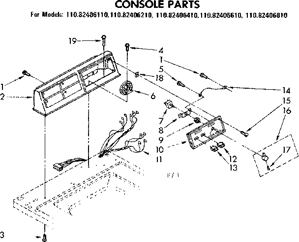Kenmore 11082406210 console parts diagram