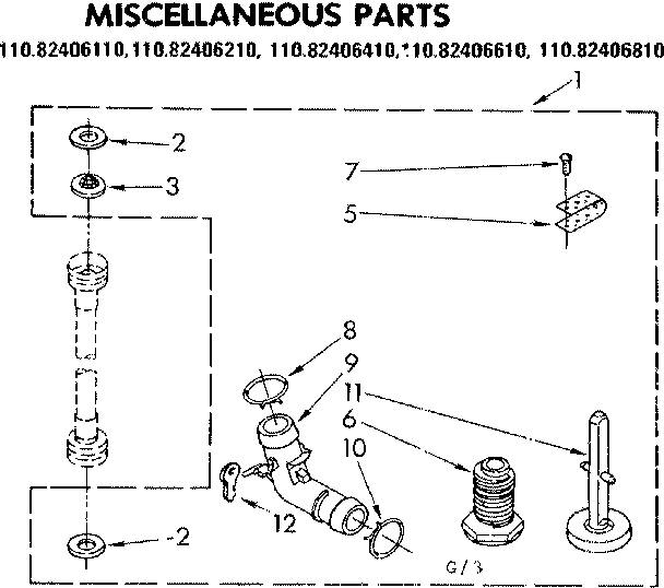 Kenmore 11082406210 miscellaneous parts diagram