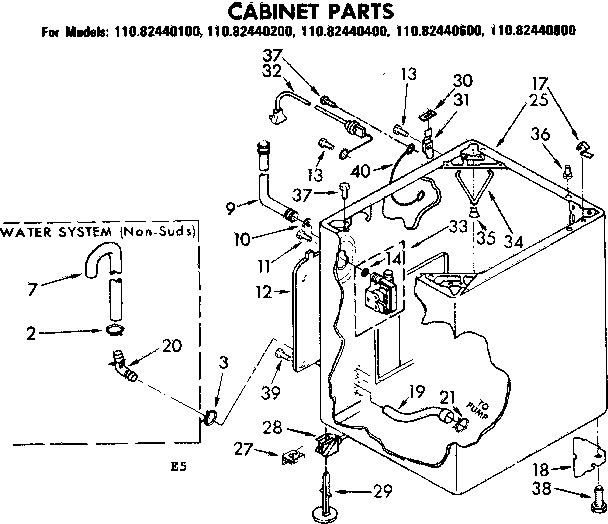 Kenmore 11082440800 cabinet parts diagram