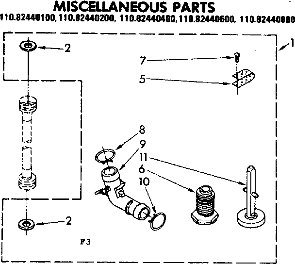 Kenmore 11082440800 miscellaneous parts diagram