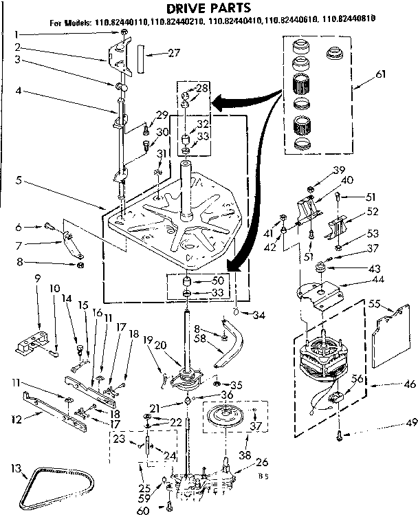 Kenmore 11082440210 drive parts diagram