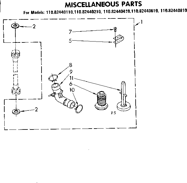 Kenmore 11082440210 miscellaneous parts diagram