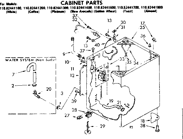 Kenmore 11082441700 cabinet parts diagram